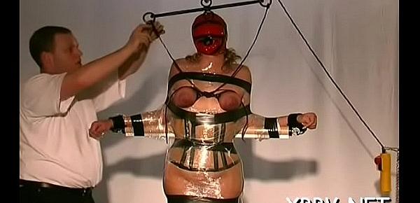  Bulky female tied up and forced to endure sadomasochism xxx